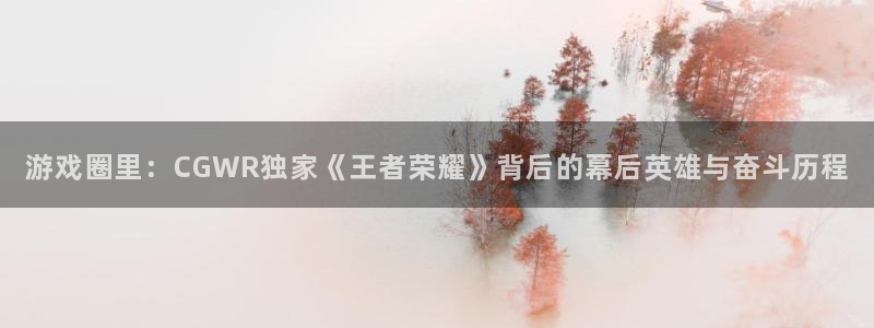 天美娱乐官方登录网址：游戏圈里：CGWR独家《王者荣耀》背后
